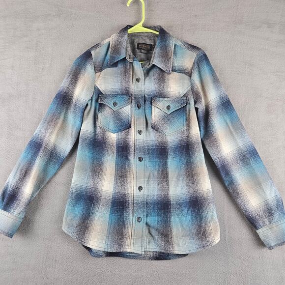 Pendleton Woolen Mills Blue Yellow Plaid Check Flannel Shirt Women's XS - Picture 1 of 7